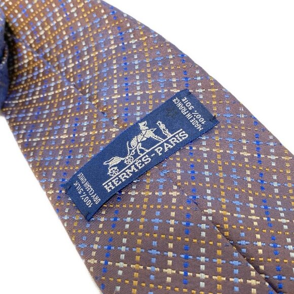 HERMES - Purple Navy Multi Men's Tie 114-072225 - Picture 5 of 6